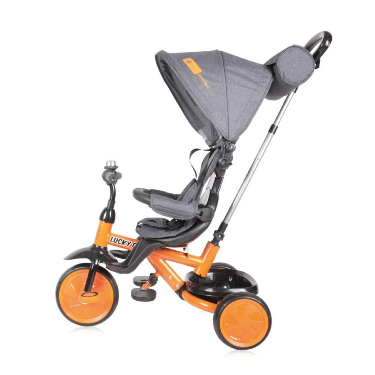 DREIRAD 4 in 1 Lucky orange Tasche Fußstütze verstellbarer Sitz Klingel - Orange, Metall (102/49/101cm) - Lorelli
