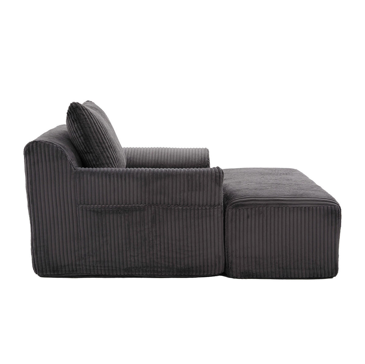 SOFASESSEL mit Fußpedal Kordsamt Dunkelgrau 147/110/67 cm - Dunkelgrau, Textil (147/67/110cm) - OKWISH