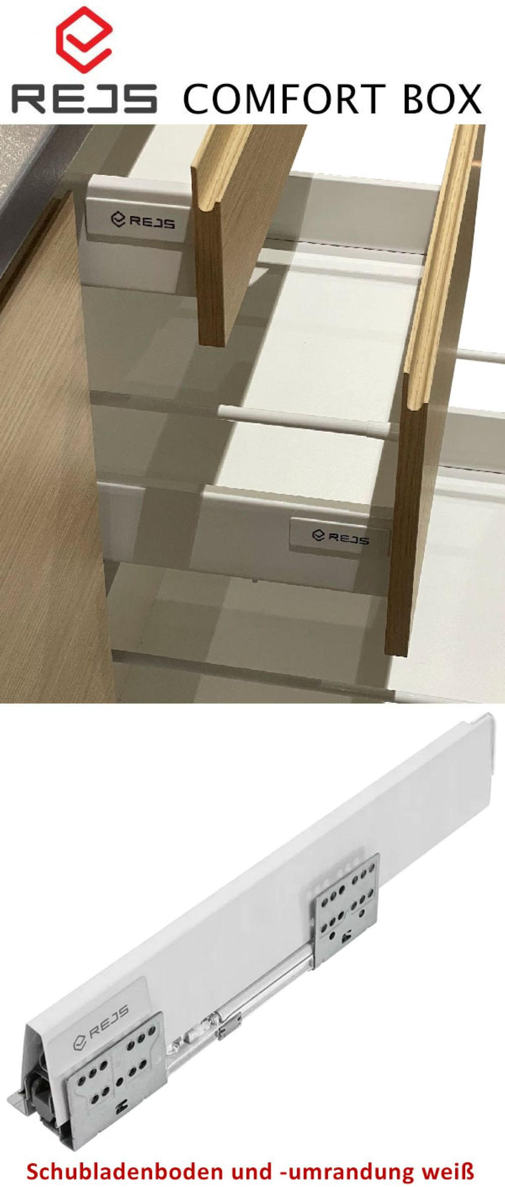 KÜCHENLEERBLOCK Oslo weiß 212cm / 392cm / 207cm 13-teilig mit Vollauszug (REJS Comfort Box) - Weiß, Holzwerkstoff/Metall (212/207/392cm) - Feldmann-Wohnen