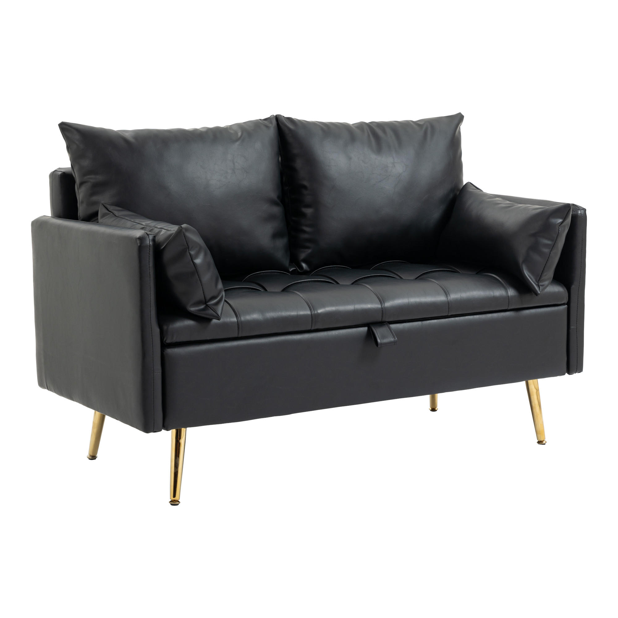 SOFA Sysmä - Goldfarben/Schwarz, Holz/Metall (122/72/65cm) - [en.casa]