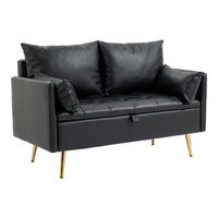 SOFA Sysmä - Goldfarben/Schwarz, Holz/Metall (122/72/65cm) - [en.casa]