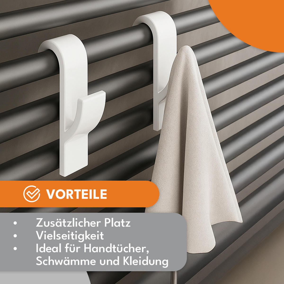 HAKEN 2er-Set - Weiß, Kunststoff (2/5/5cm) - KRUMAD