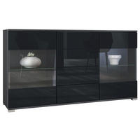 SIDEBOARD Bari Schwarz Hochglanz - Schwarz Hochglanz, Holzwerkstoff (138.5/75.5/35cm) - Vladon