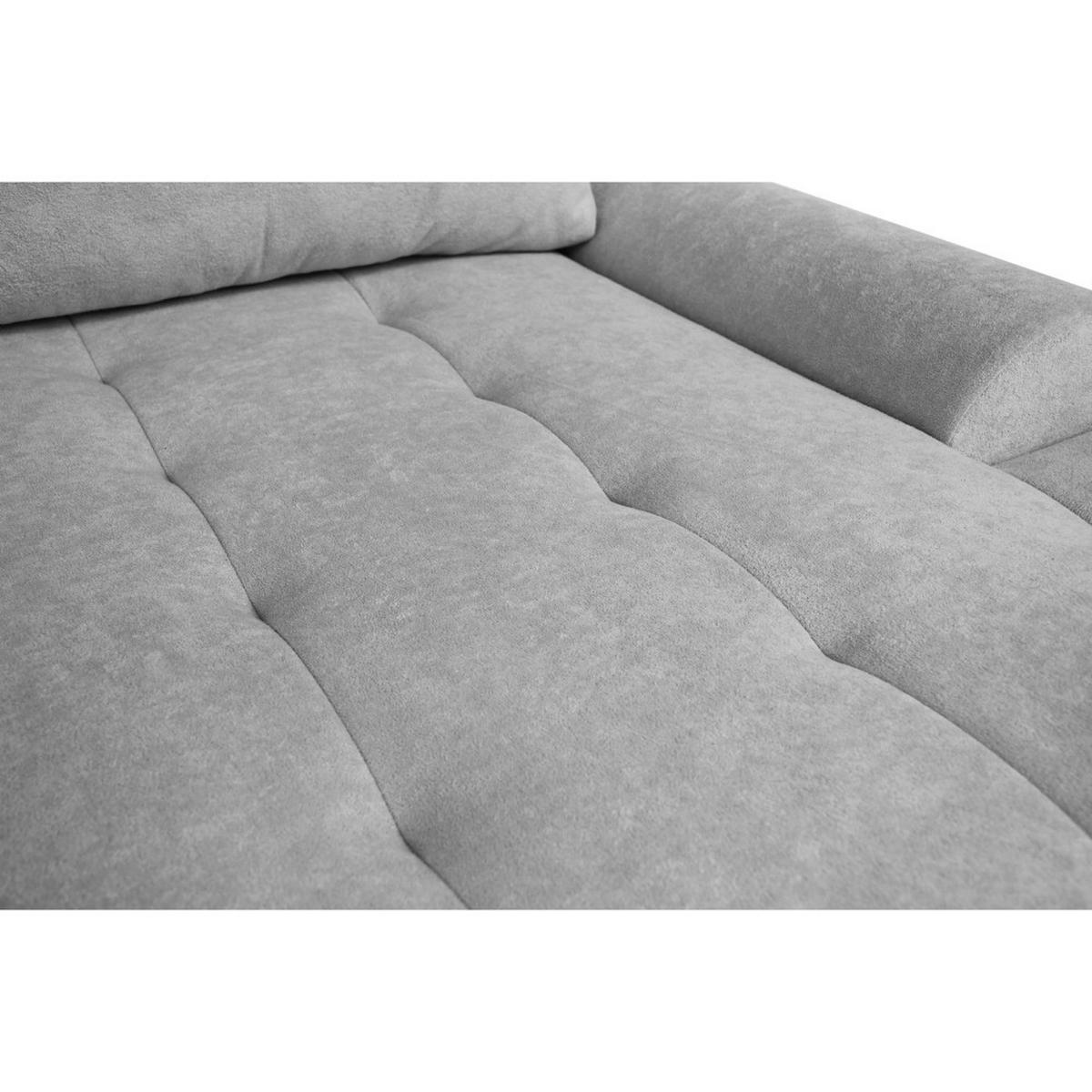 WOHNLANDSCHAFT Costa U Hellgrau, Velours - Hellgrau/Schwarz, Kunststoff/Textil (367/80/169cm) - Beautysofa