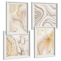 BILDER SET 4er Set - 50x50 cm & 40x60 cm Weißer Rahmen - Subtile abstrakte Muster - Weiß, Kunststoff (50/50cm) - TULUP
