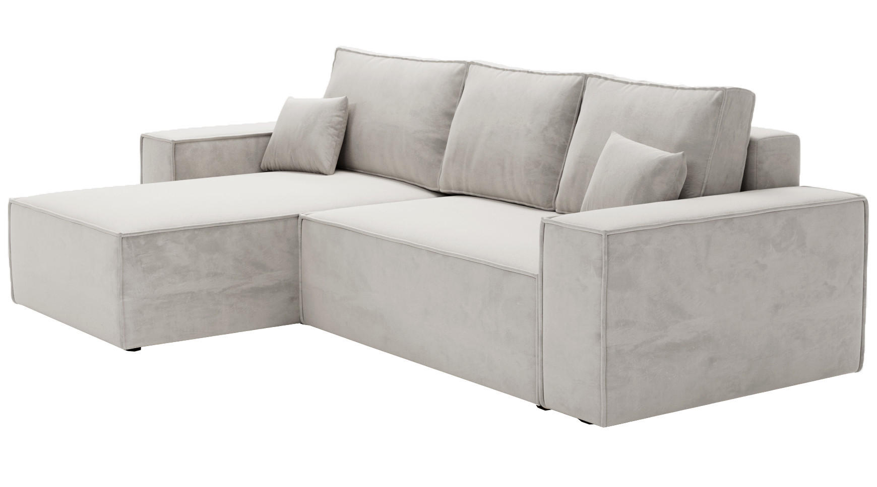 ECKSOFA mit Schlaffunktion Bergamo L 280 cm, Samt, Links - Hellgrau - Hellgrau, Holz (277/189cm) - Emporius