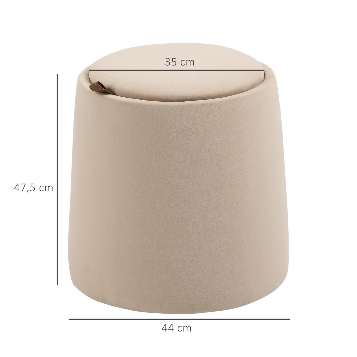OTTOMANE, 2-in-1, Sitzhocker, Beige - Beige, Kunststoff (44/47.5/44cm) - HOMCOM