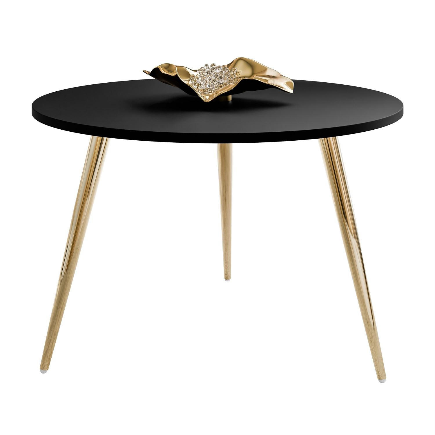 COUCHTISCH SOLEIL II, rund, mattschwarz, auf goldenen Beinen - Schwarz, Holzwerkstoff (60/60/47cm) - Lookway