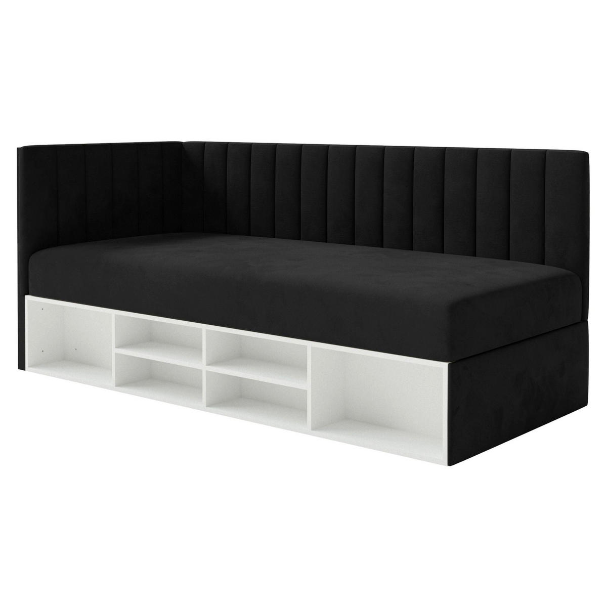 JUGENDBETT Ventrio Schwarz Easy-Clean-Samtbezug 90x200 cm - Schwarz, Kunststoff/Textil (90/200cm) - Selsey