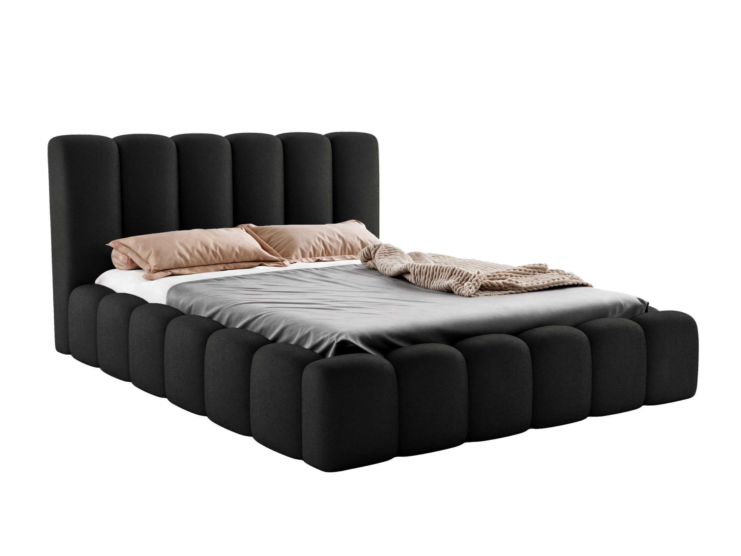 Luxkor24 Polsterbett Schwarz 200x200 cm