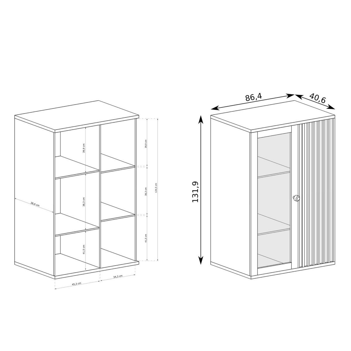 HIGHBOARD Cali C-3 86,4 x 131,9 x 40,6 cm Eiche Artisan - Eiche Artisan, Holzwerkstoff (86.4/131.9/40.6cm) - Koseto