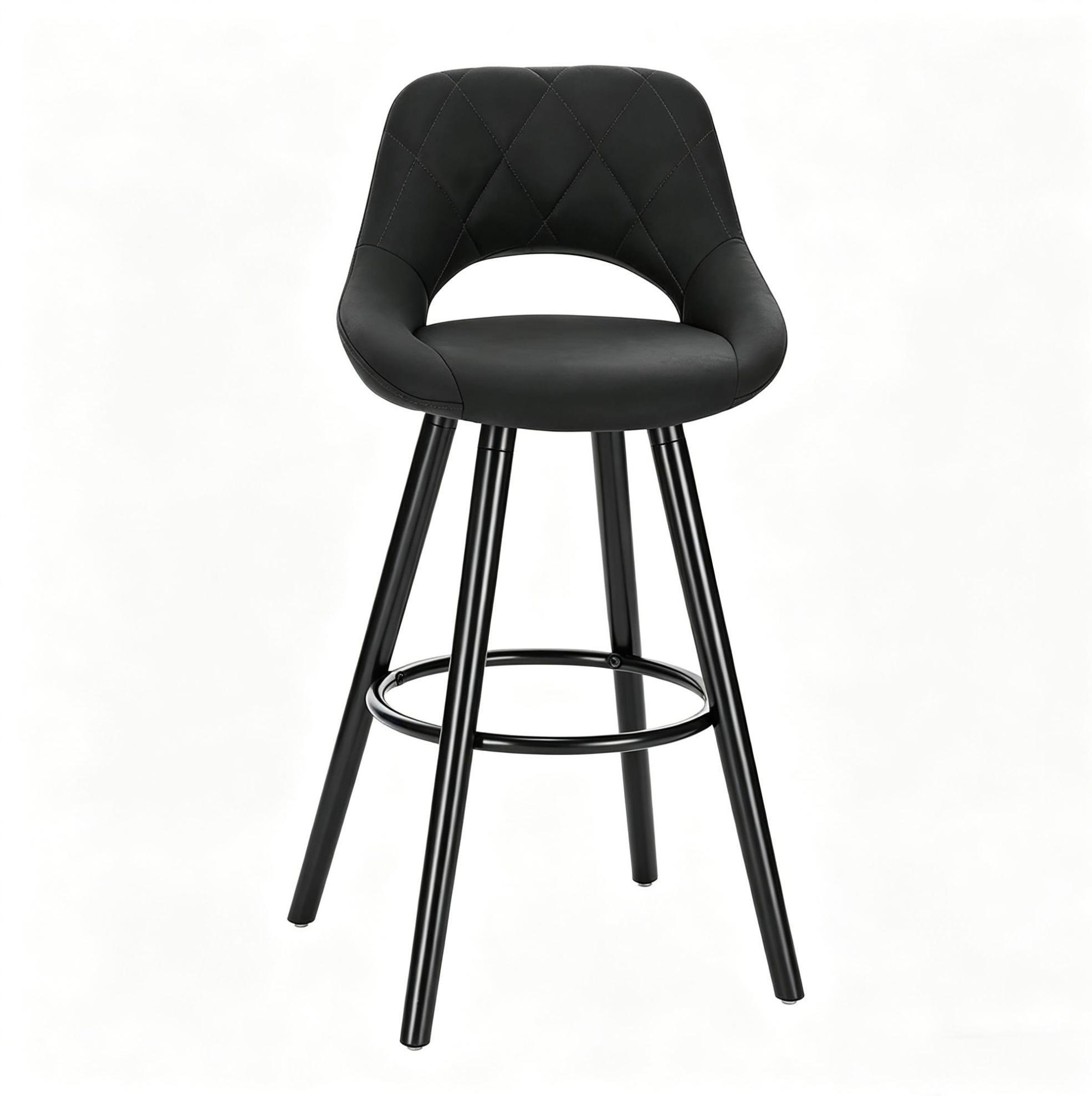 BARHOCKER mit Rückenlehne 68 cm Sitzhöhe Gewebe Anthrazit - Braun, Holz (40/70/43cm) - Meubliv