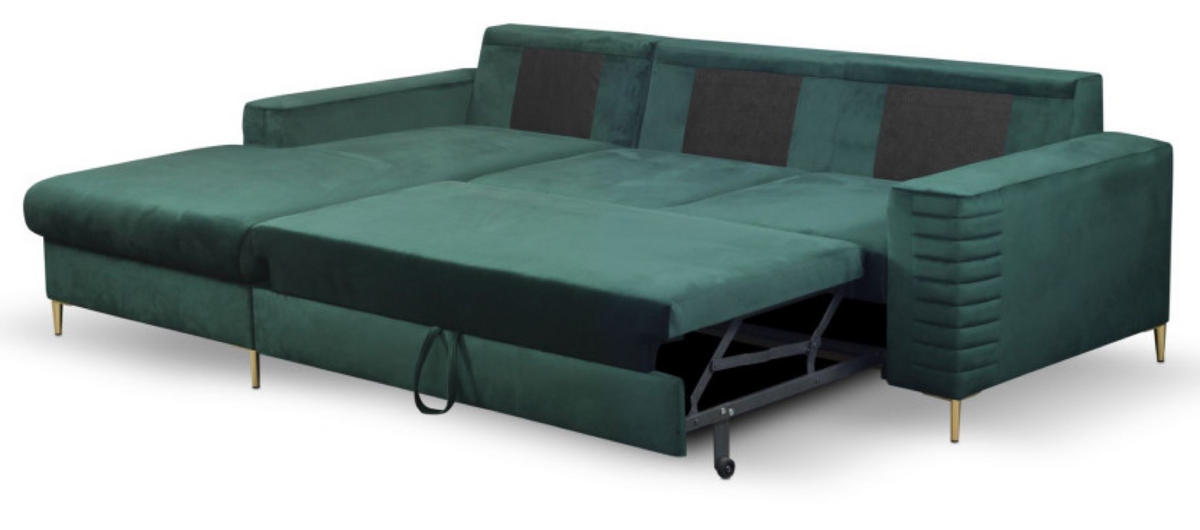 ECKSOFA Grün OLI Ausziehbar Mit Kopfstütze Und Bettkasten Links - Grün, Textil (253/165cm) - Sepro Meble