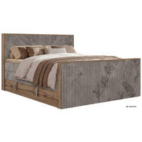 POSTEL BOXSPRING WOOD KING DUO 140/200 - Světle hnědá Manšestr - Topper T25 - H3 - černá/světle hnědá, textil/plast (140/200cm) - MKS