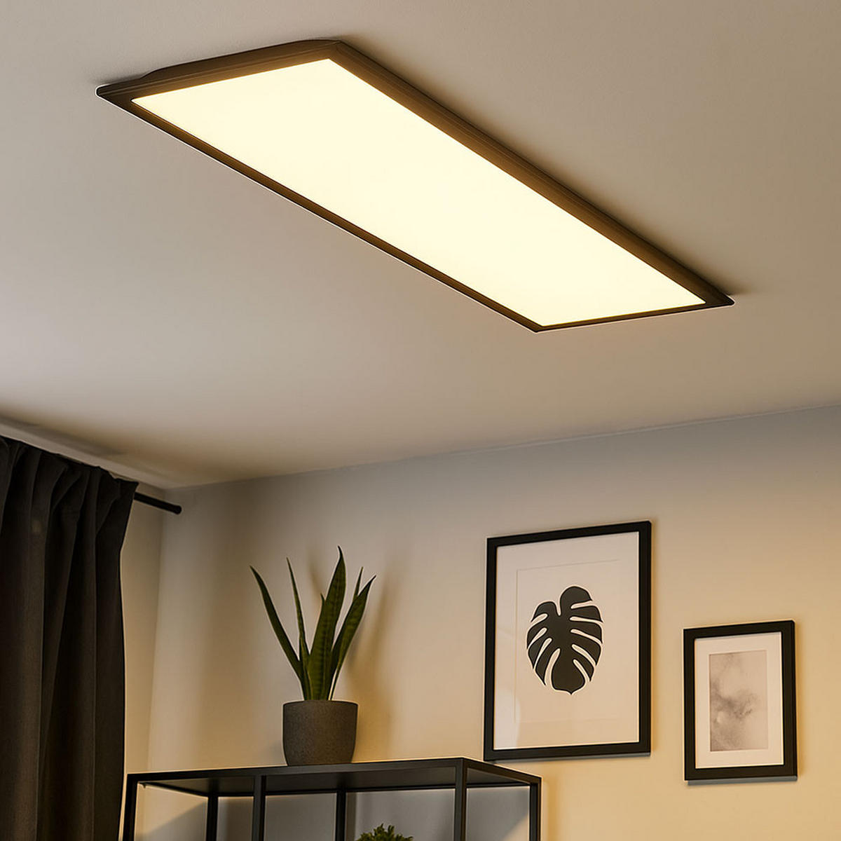 LED AUFBAU PANEL Schwarz - Schwarz, Metall (100/25/8cm) - Briloner