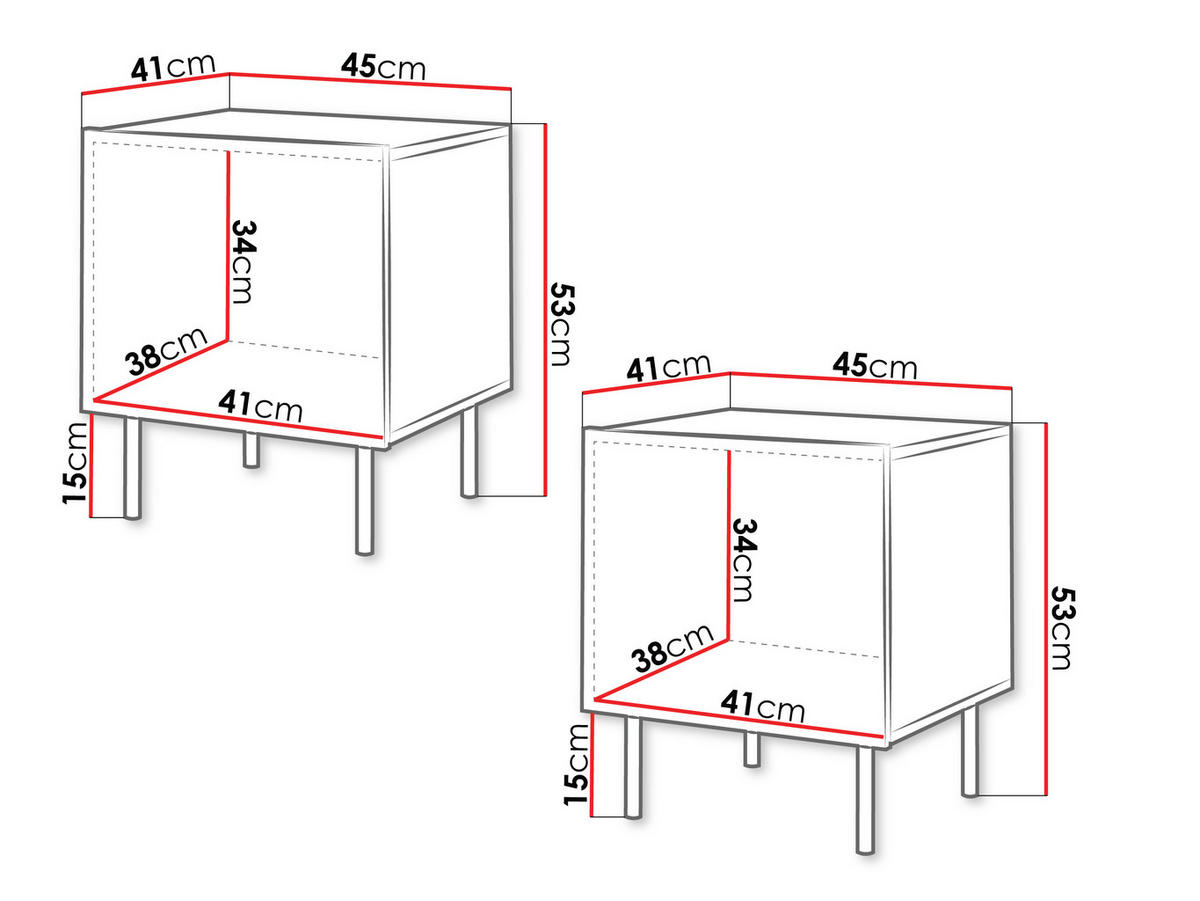 NACHTTISCHE-SET Tacos - Schwarz/Braun, Holzwerkstoff/Metall (45/53/41cm) - MIRJAN24
