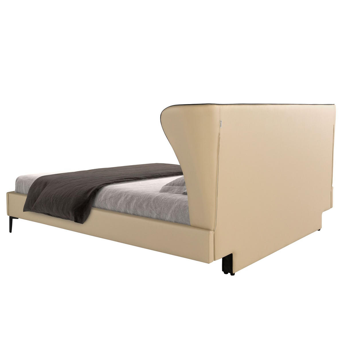 BETT Bett aus cremefarbenem Kunstleder 220/217/110 cm - Creme/Schwarz, Leder (180/200cm) - ANGEL CERDA