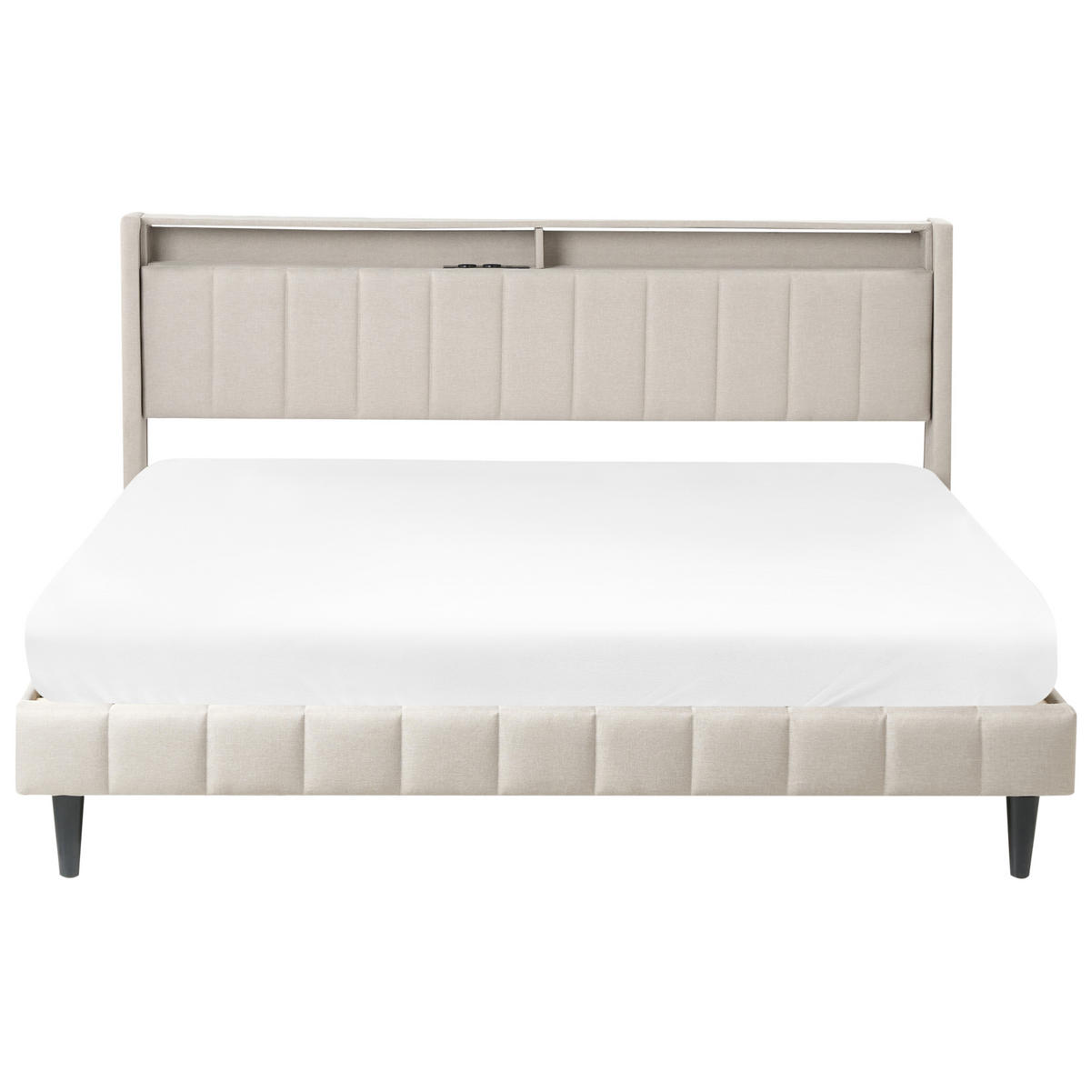 BETT mit LED 180/200 cm Stoff Hellbeige Beaulieu - Beige, Textil (180/200cm) - Beliani