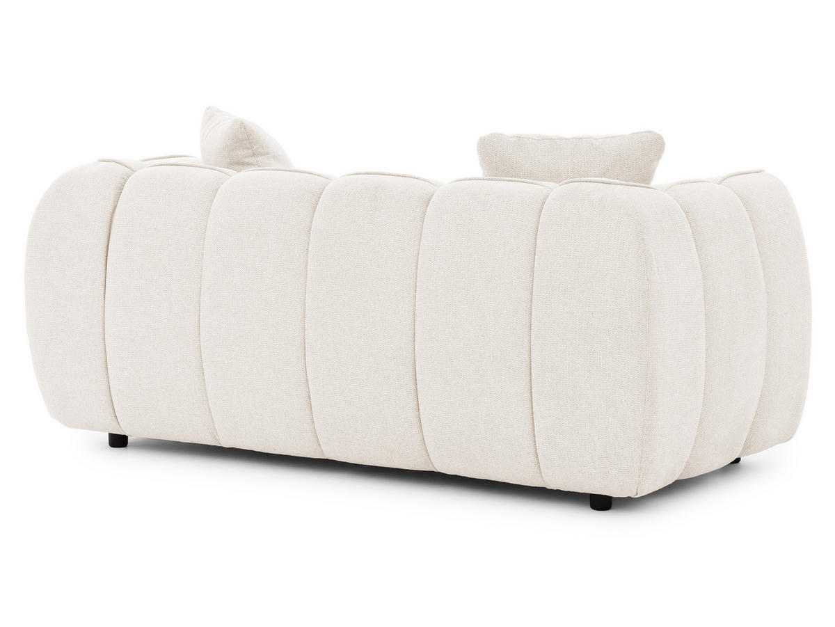 SITZGARNITUR 3+2 Nubira in tief gesteppter Bubble-Optik aus weichem Creme Strukturstoff im modernen Design - Creme/Schwarz, Holz/Kunststoff (228/69/89cm) - S-Style Möbel