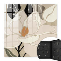 SCHLÜSSELBOX Schwarz 30x30 cm- Türöffnung nach rechts - Pflanzeneleganz - Beige, Metall (30/30/5cm) - TULUP