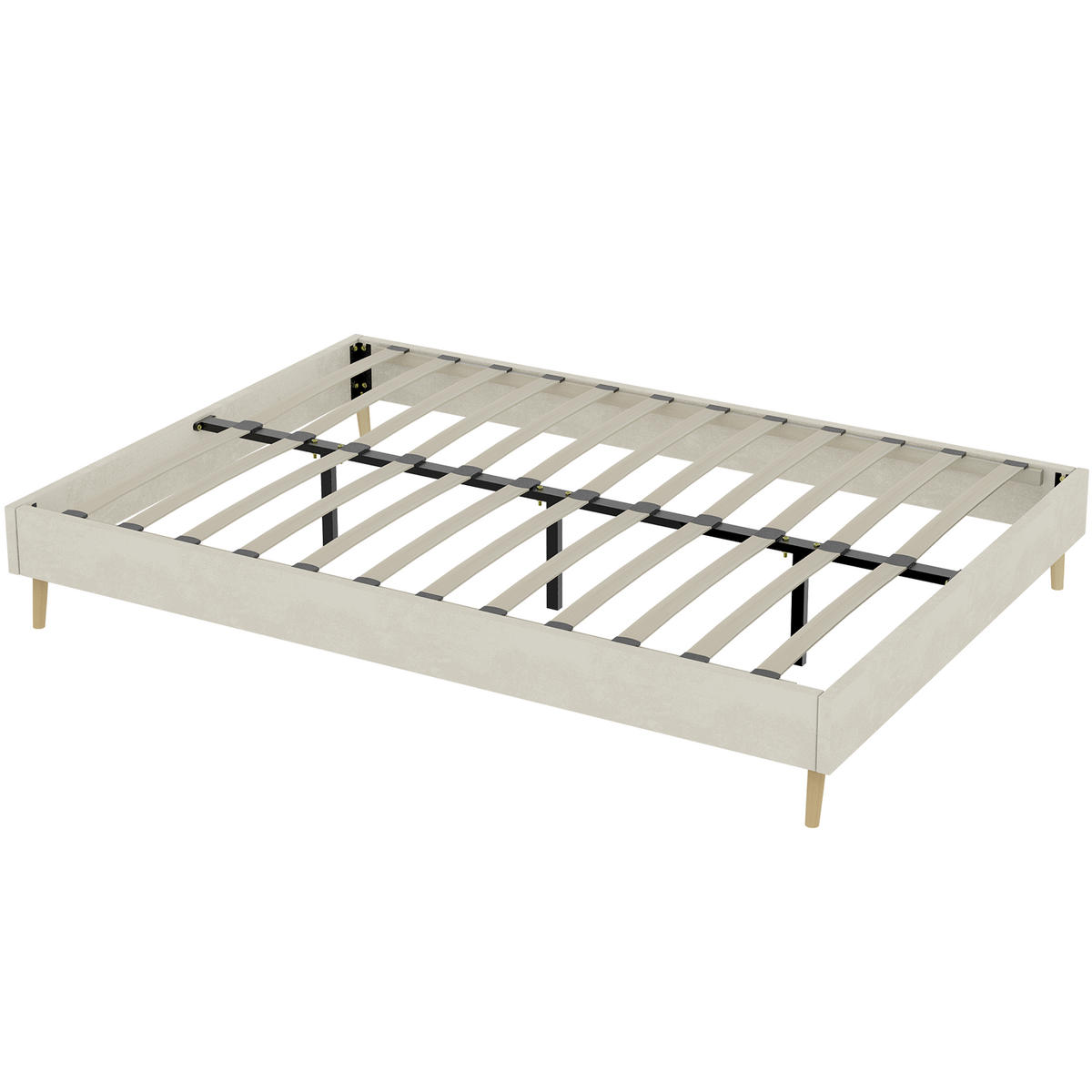 POLSTERBETT 160/200 cm DE-33008 mit Matratze Beige - Beige, Metall (160/200cm) - ComfortXL