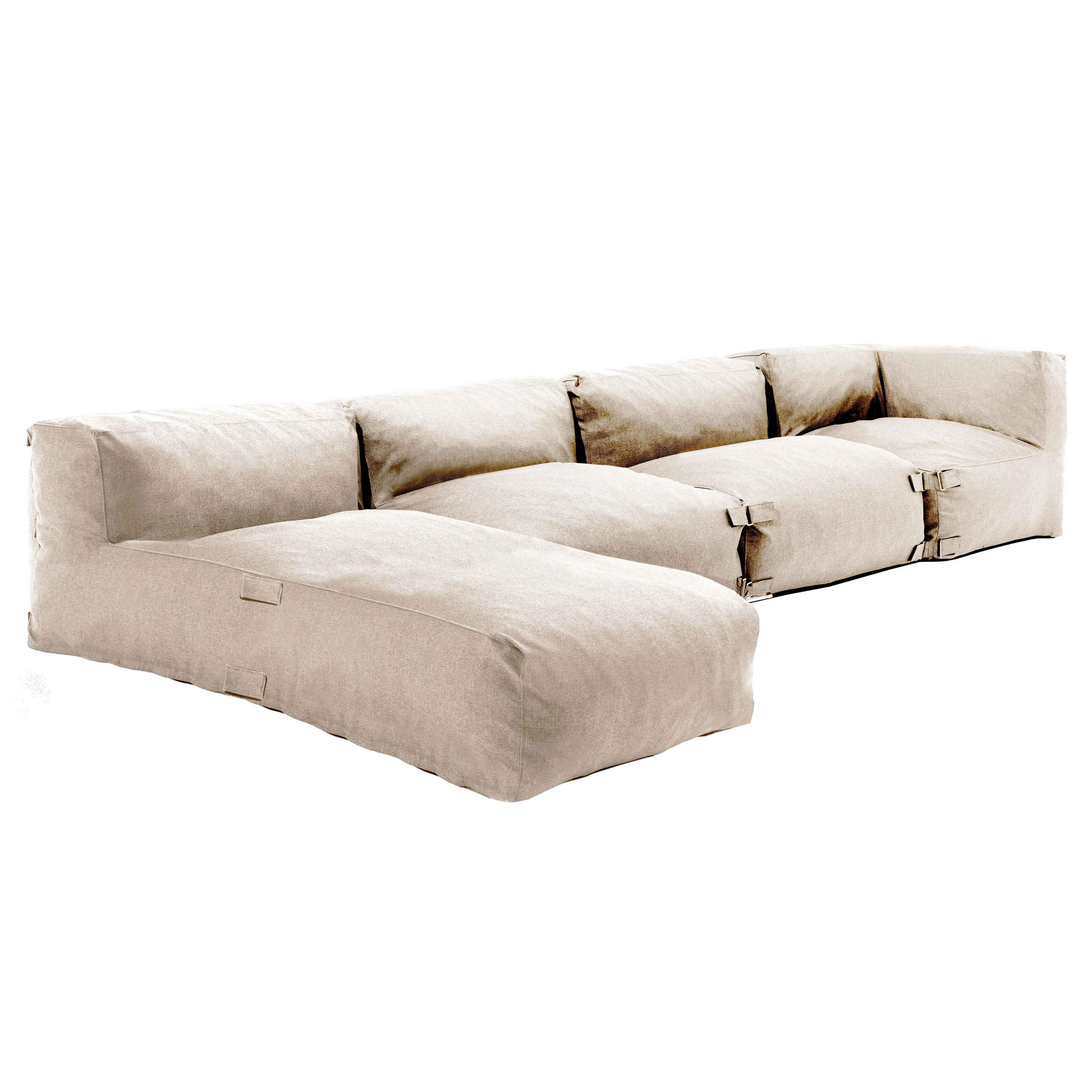 GARTENSOFA 4-tlg., Sandfarbe - Beige, Textil (85/65/160cm) - Oviala