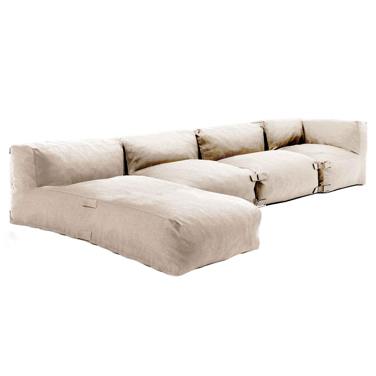 GARTENSOFA 4-tlg., Sandfarbe - Beige, Textil (85/65/160cm) - Oviala