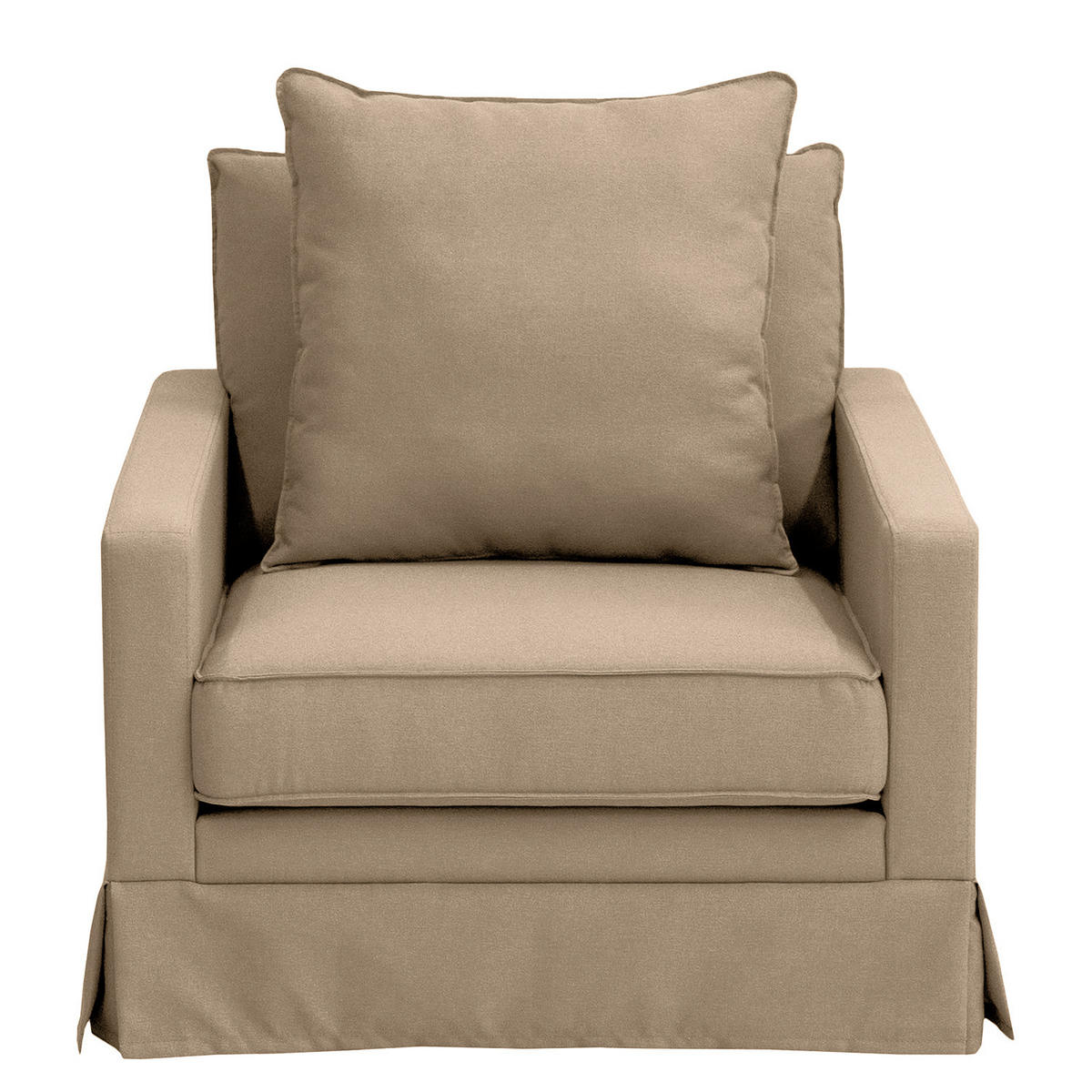 SESSEL mit Husse - Webstoff - Hellbraun/Schwarz, Textil (95/89/110cm) - home24