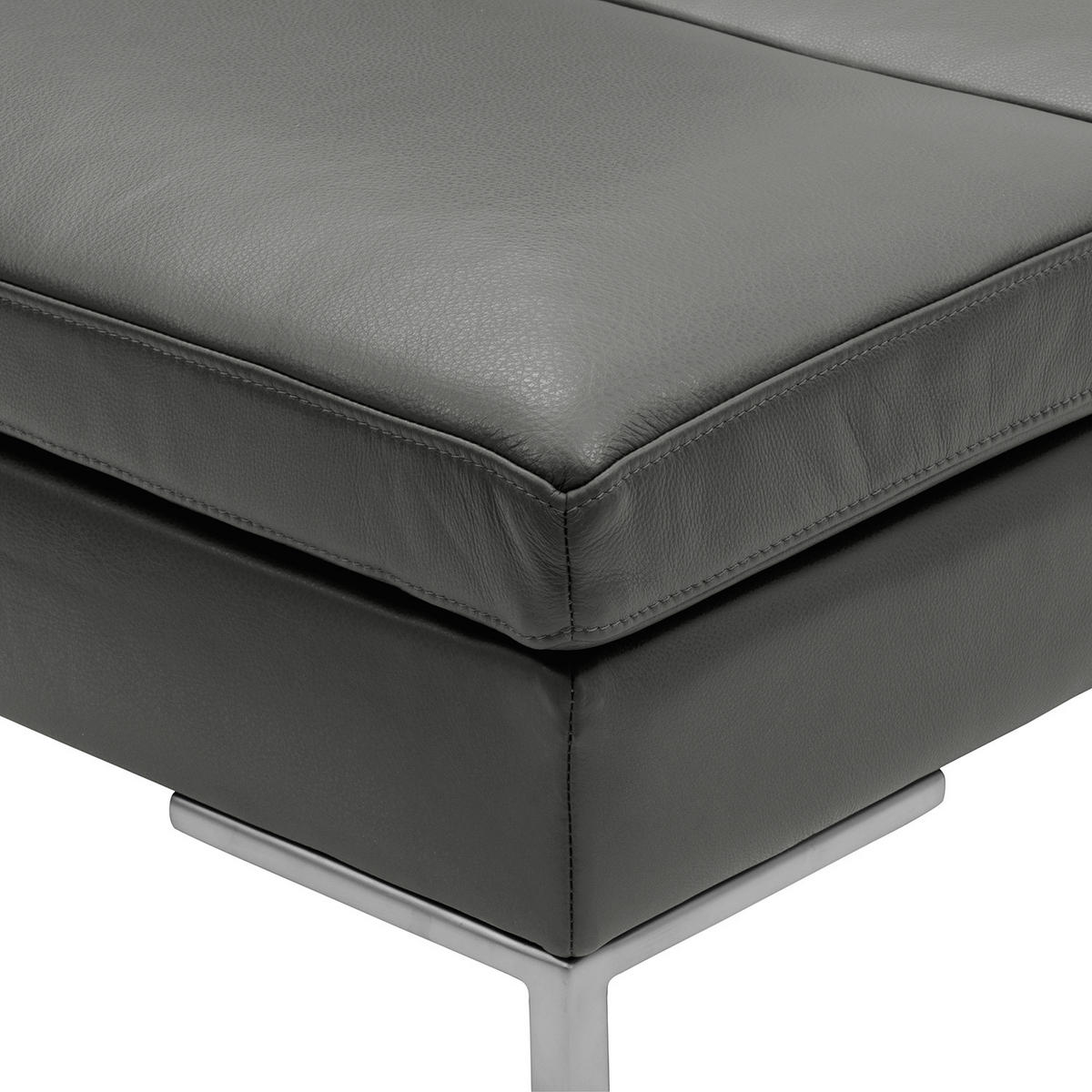 POLSTERHOCKER - Chromfarben/Grau, Leder/Metall (108/40/69cm) - home24