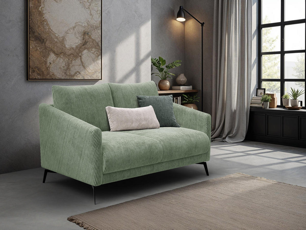 SOFA VILT 2-Sitzer, mint - Schwarz/Mintgrün, Holzwerkstoff/Textil (142/89/94cm) - Wozimo
