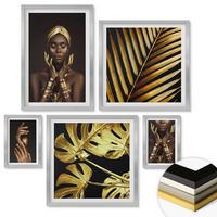 WANDBILDER 5er Set - 50x50 cm & 20x30 cm & 40x60 cm Silberner Rahmen - Künstlerische Porträts von Frauen - Silberfarben, Kunststoff (40/60cm) - ArtPrintCave