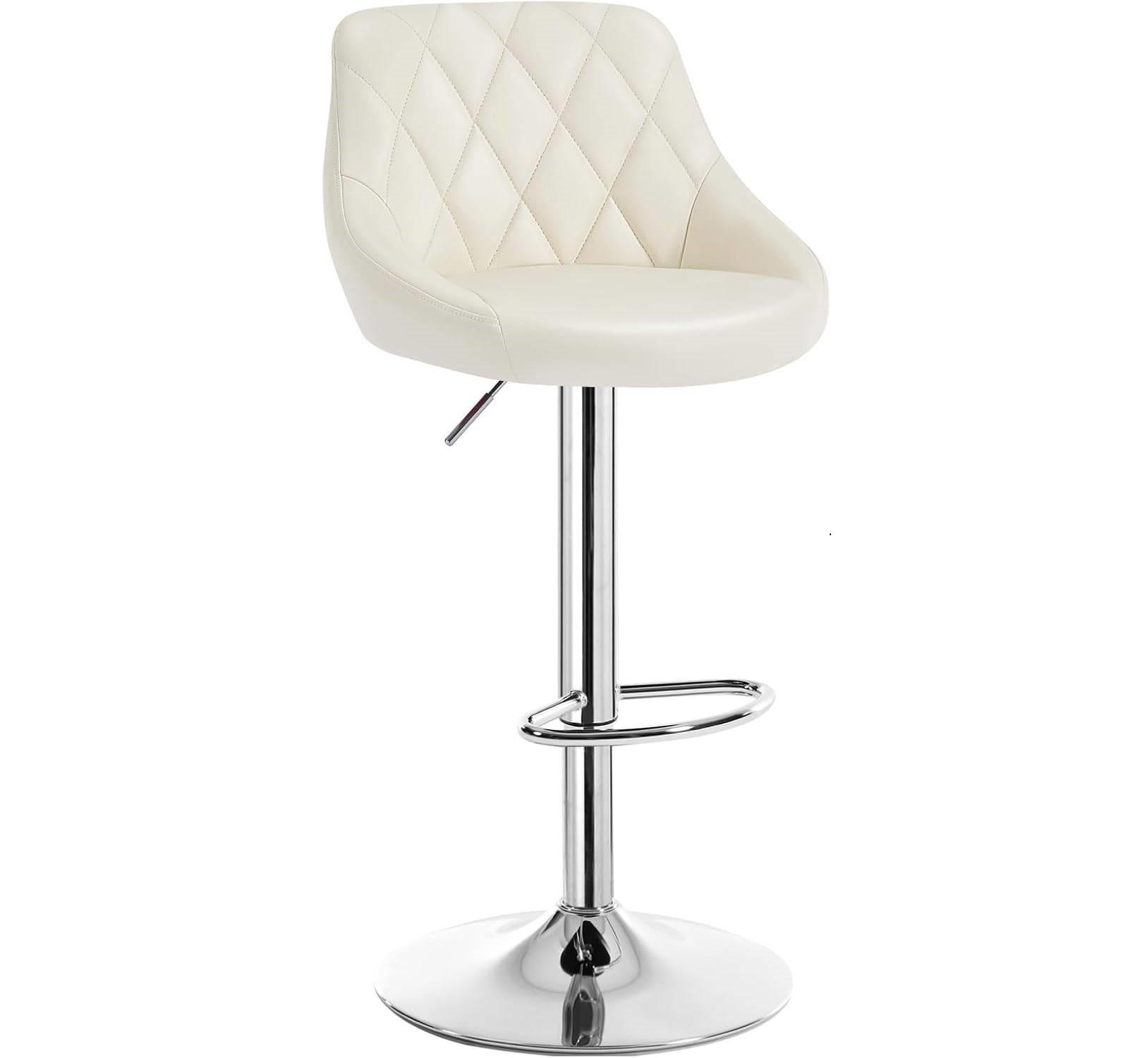 BARHOCKER, Kunstleder, Höhenverstellbar, 360° Drehbar - Creme, Metall (47/104/39cm) - Woltu