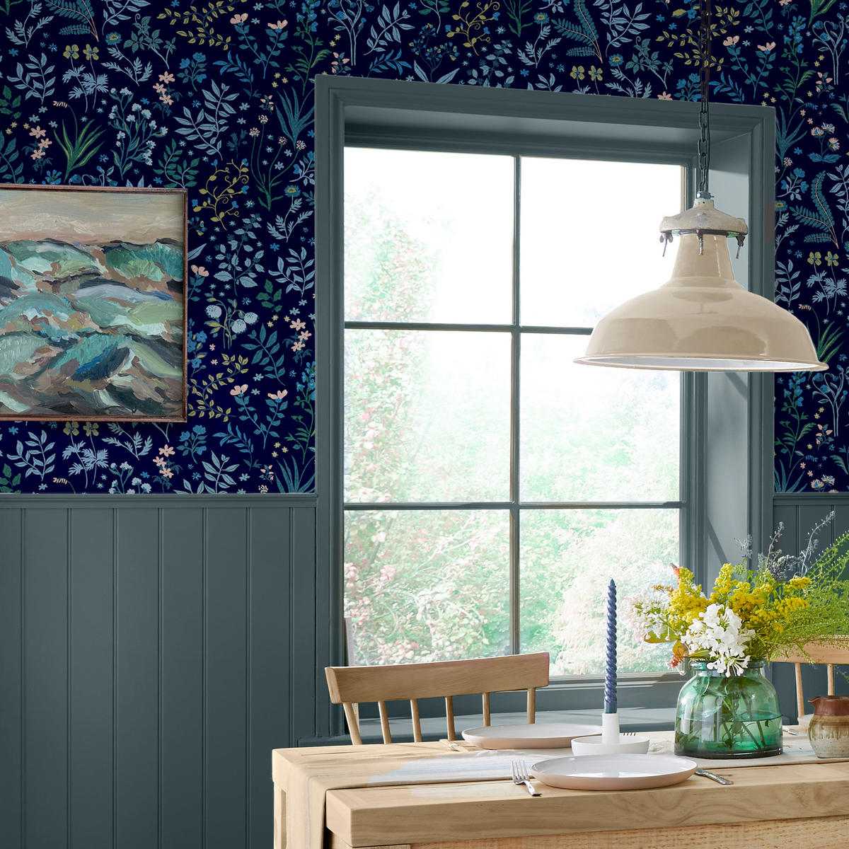 VLIESTAPETE Holcombe Blumen 1005x52cm - Blau, Papier/Kunststoff (52/1000cm) - Joules