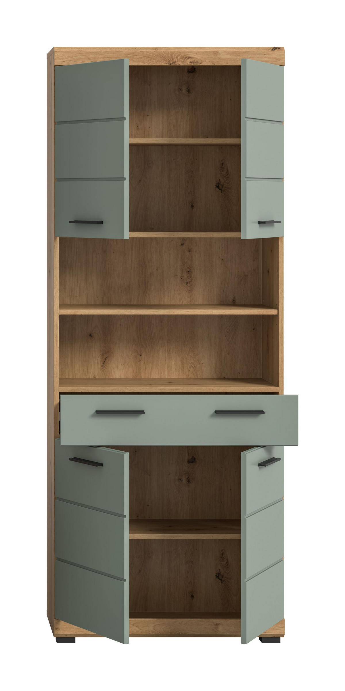 HOCHSCHRANK Scout Bad in Artisan Eiche Nachbildung und Salbei Nachbildung B/H/T: 74x191x31 cm - Eiche Artisan, Holz (74/191/31cm)