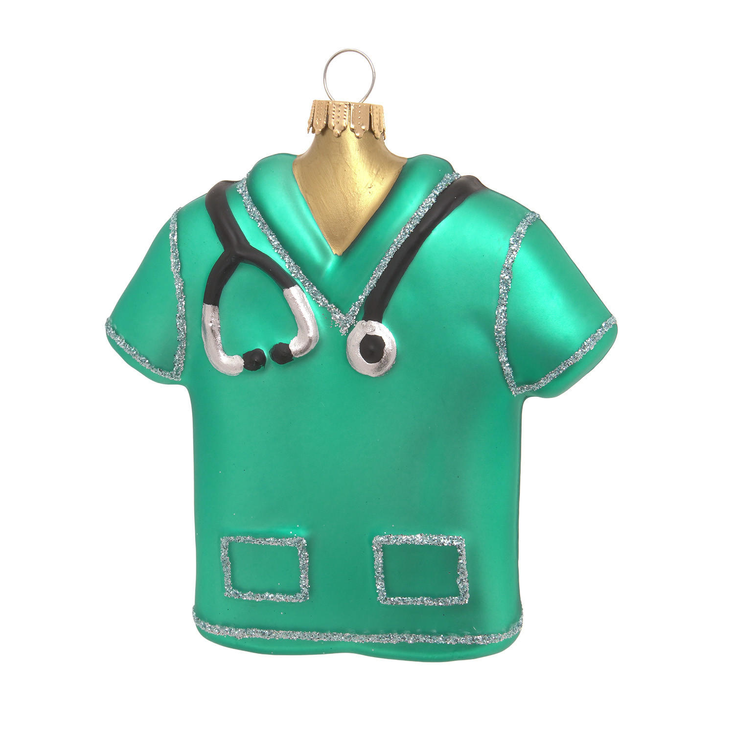 CHRISTBAUMSCHMUCK Arztkittel Blau 11cm (Glas / 1 Stk.) - Blau, Glas (8/11/3cm) - Krebs Glas Lauscha