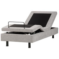 POLSTERBETT Verstellbar 80/200 cm Hellgrau Duke II - Hellgrau/Schwarz, Textil (80/200cm) - Beliani