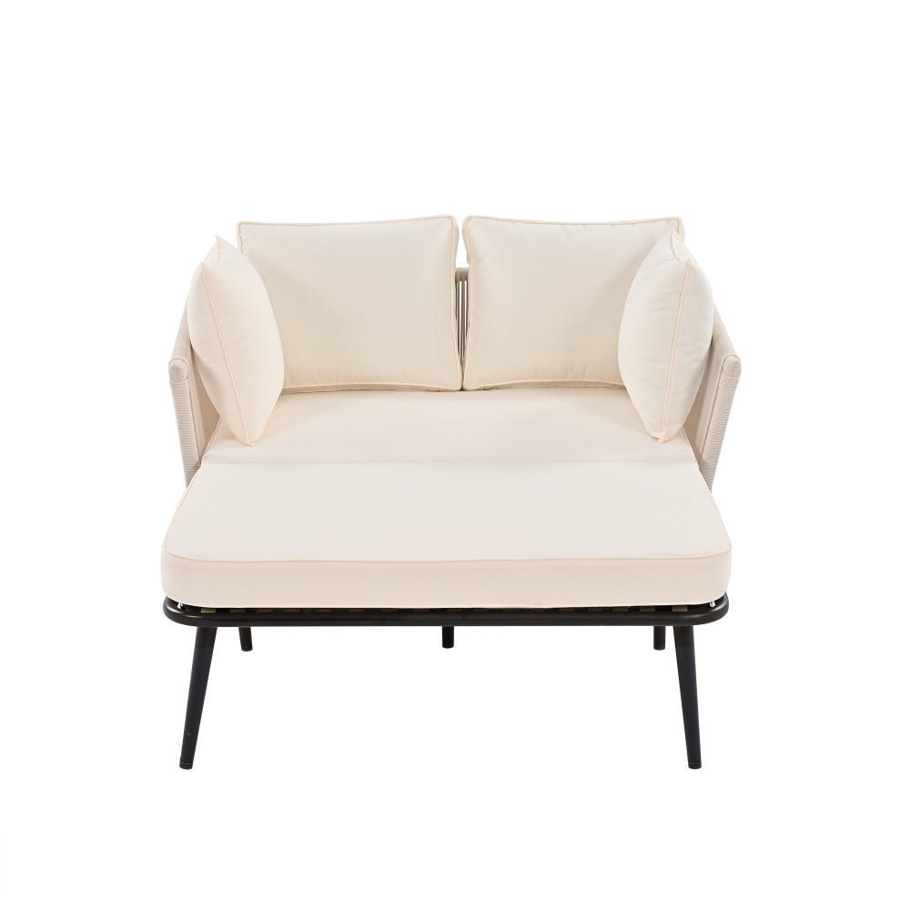 LOUNGESOFA mit 2 Kissen und 2 Polster，Beige - Beige, Textil (130/67/120cm) - KOMHTOM