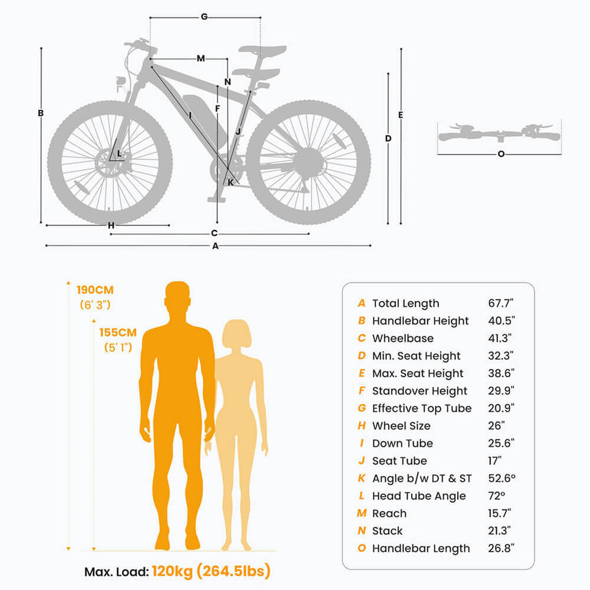E-BIKE Touroll U1 26 – 65km Reichweite, 250W Motor, Shimano 21-Gang, 26 Zoll - Graphitfarben, Metall (103cm)