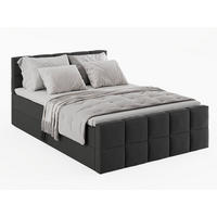 KONTINENTALBETT Vanessa 206/223 cm, in Dunkelgrau, Bouclé-Stoff, Bettkasten, Matratze, Topper - Dunkelgrau, Textil (200/220cm) - Barchello