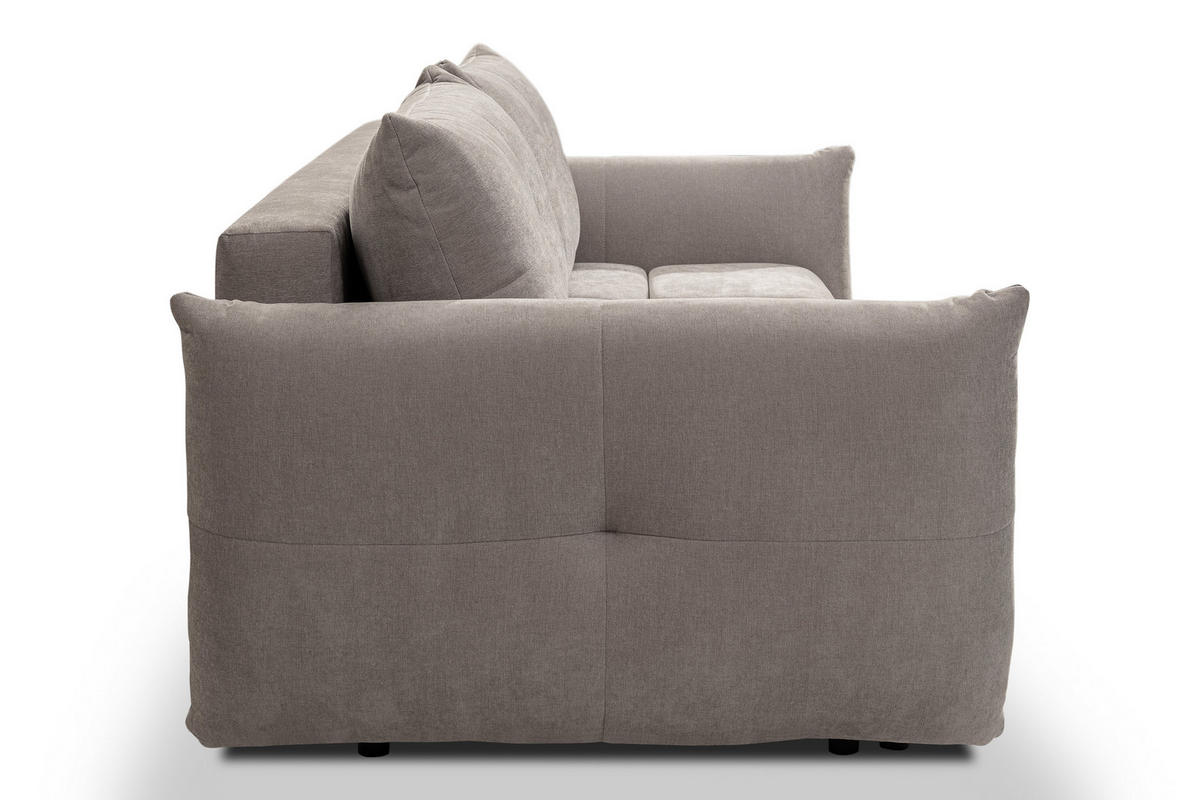 BETTSOFA MODA Beige Chenille-Stoff mit Schlaffunktion - Beige, Holz (245/86/110cm) - MASSENO