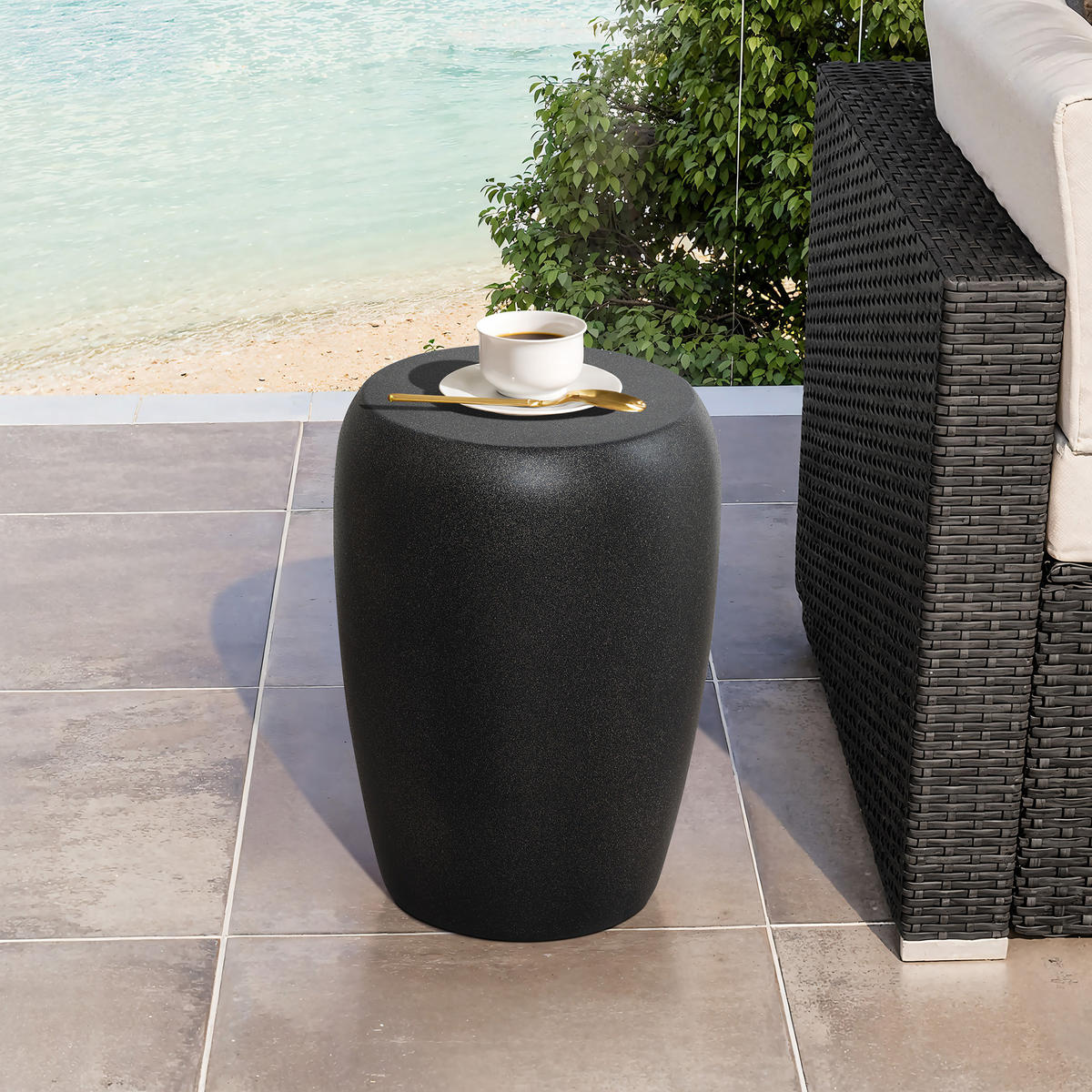 BEISTELLTISCH Modern, schwarz matt, MGO-Platte | Ø35.3 x H50 cm - Schwarz, Holzwerkstoff (35.3/35.3/50cm) - Hometopia