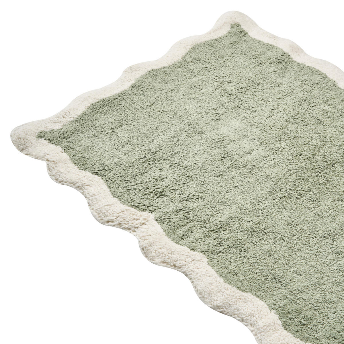 KOUPELNOVÁ PŘEDLOŽKA Zelená 60/90 cm Bavlna Nangal - zelená barva/béžová, textil (60/90cm) - Beliani