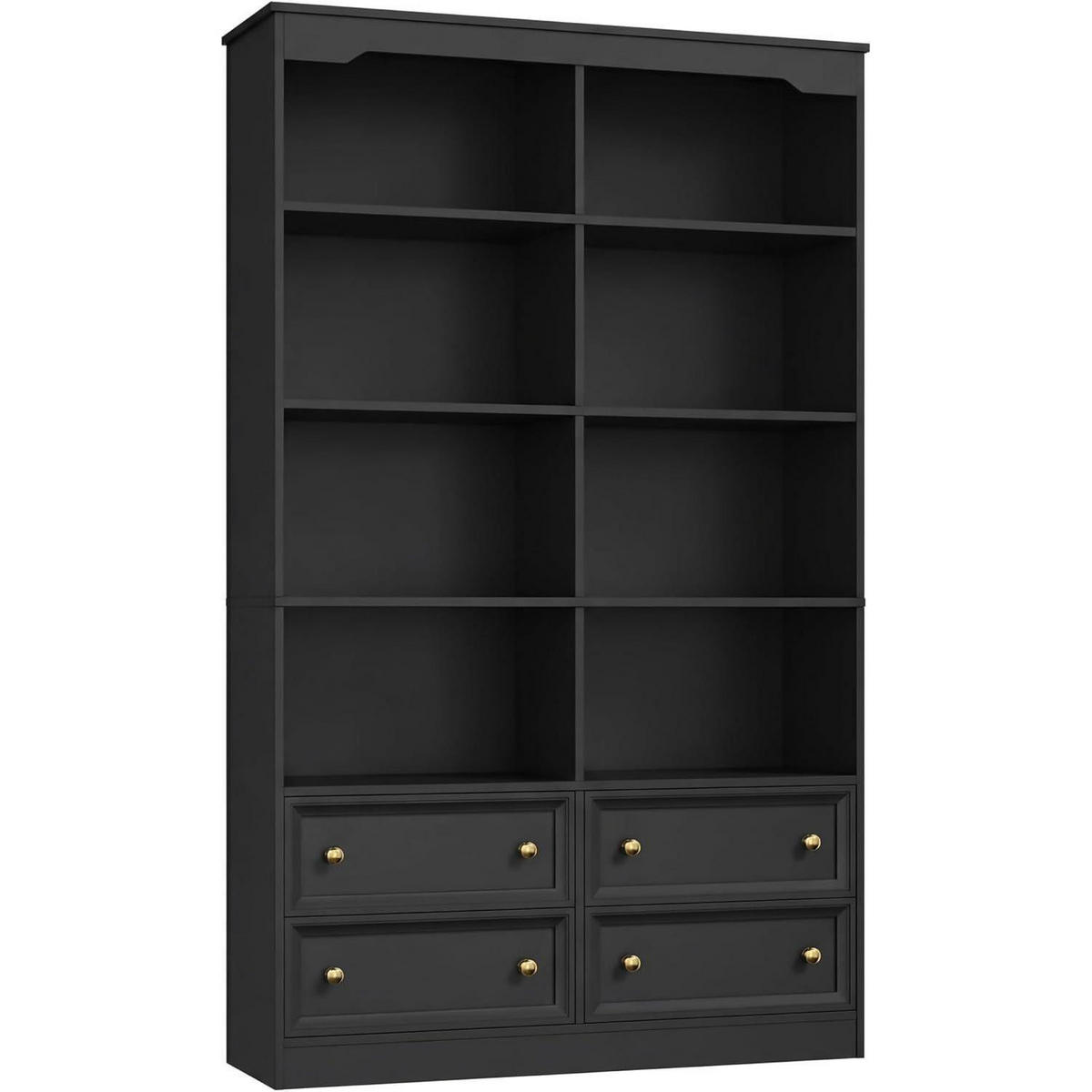BÜCHERREGAL mit 4 Schubladen 180 cm schwarz - Schwarz, Holzwerkstoff (100/180/30cm)