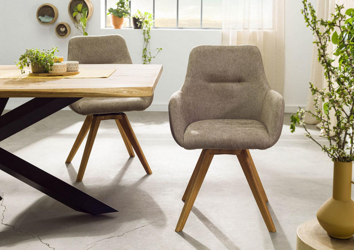 STUHL 100% Polyester 56 x 60 x 87 cm taupe TACOMA #12 - Taupe, Kunststoff (56/87/60cm) - Massivmoebel24