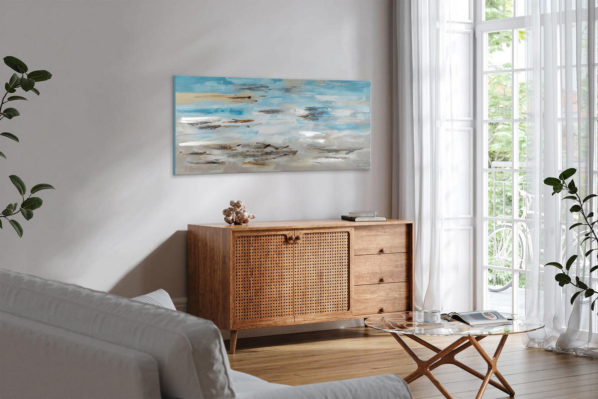 ÖLGEMÄLDE 140/70 cm - Blau/Grau, Holz/Textil (2.2/70cm) - KUNSTLOFT