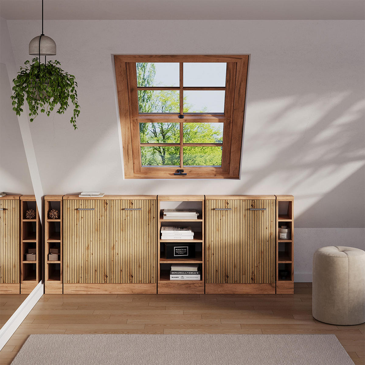 DACHSCHRÄGENSCHRANK-SET Rion Artisan-Eiche 5er Set - Eiche Artisan, Holzwerkstoff (210/81.6/46cm) - Vicco