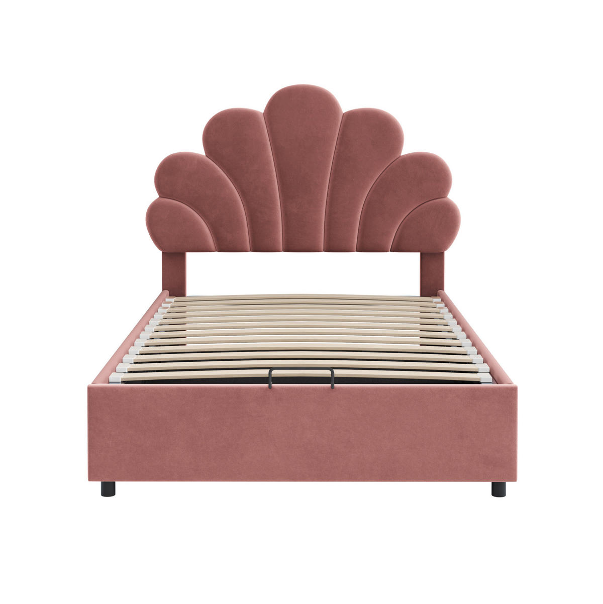 KINDERBETT 90/200 cm rosa aus Samt mit Stauraum und Lattenrost - Rosa, Holzwerkstoff (90/200cm) - OKWISH