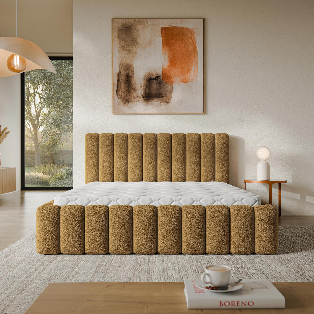 ČALOUNĚNÁ Postel TEBA 120x200 cm Medová - med, kompozitní dřevo/textil (120/200cm) - MASSENO