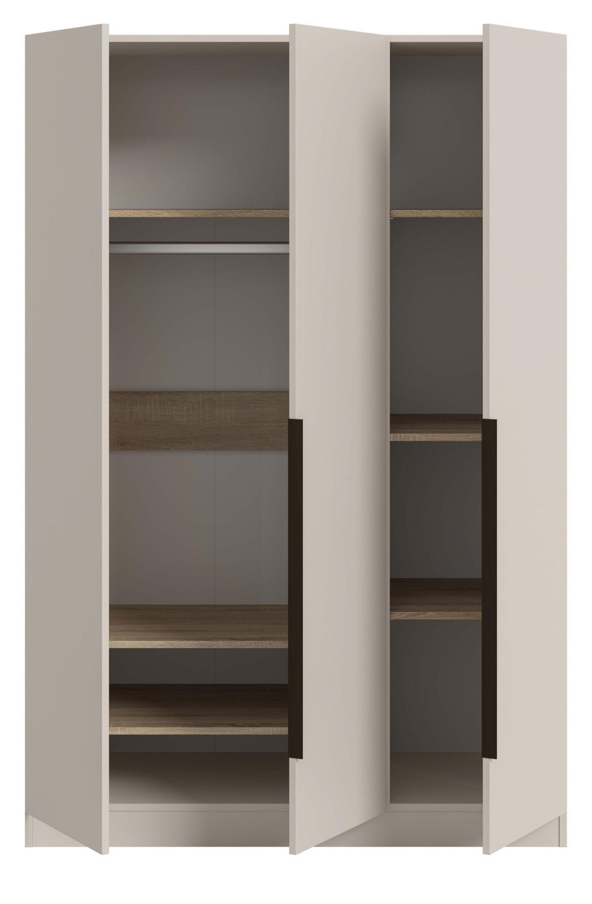 KLEIDERSCHRANK kaschmir 120 x 181 cm, Drehtürenschrank 3-türig - Kaschmir/Schwarz, Holzwerkstoff/Kunststoff (120/181/52cm) - Inn.Furn