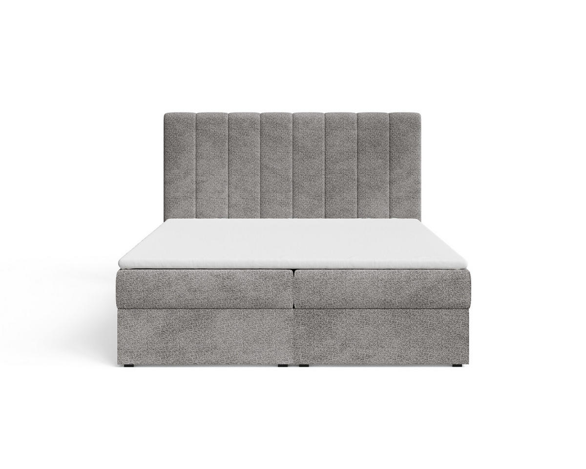 BOXBETT 01 140 x 200 cm - Arena – Stilvoll und bequem Mit Bettkasten, PU-Topper, Federmechanismus, waschbarer Bezug - Anthrazit, Holz (140/200cm) - ROYAL24_MARKT